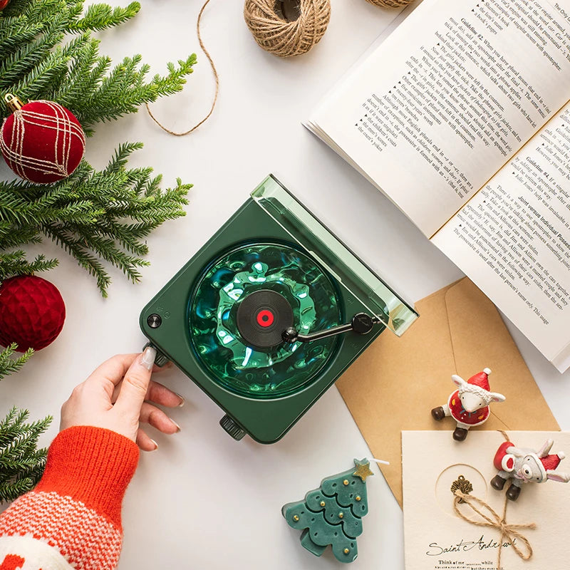 Retro Turntable Speaker With White Noise Wireless Bluetooth Vinyl Record Player Stereo Sound RGB Projection Lamp Effect